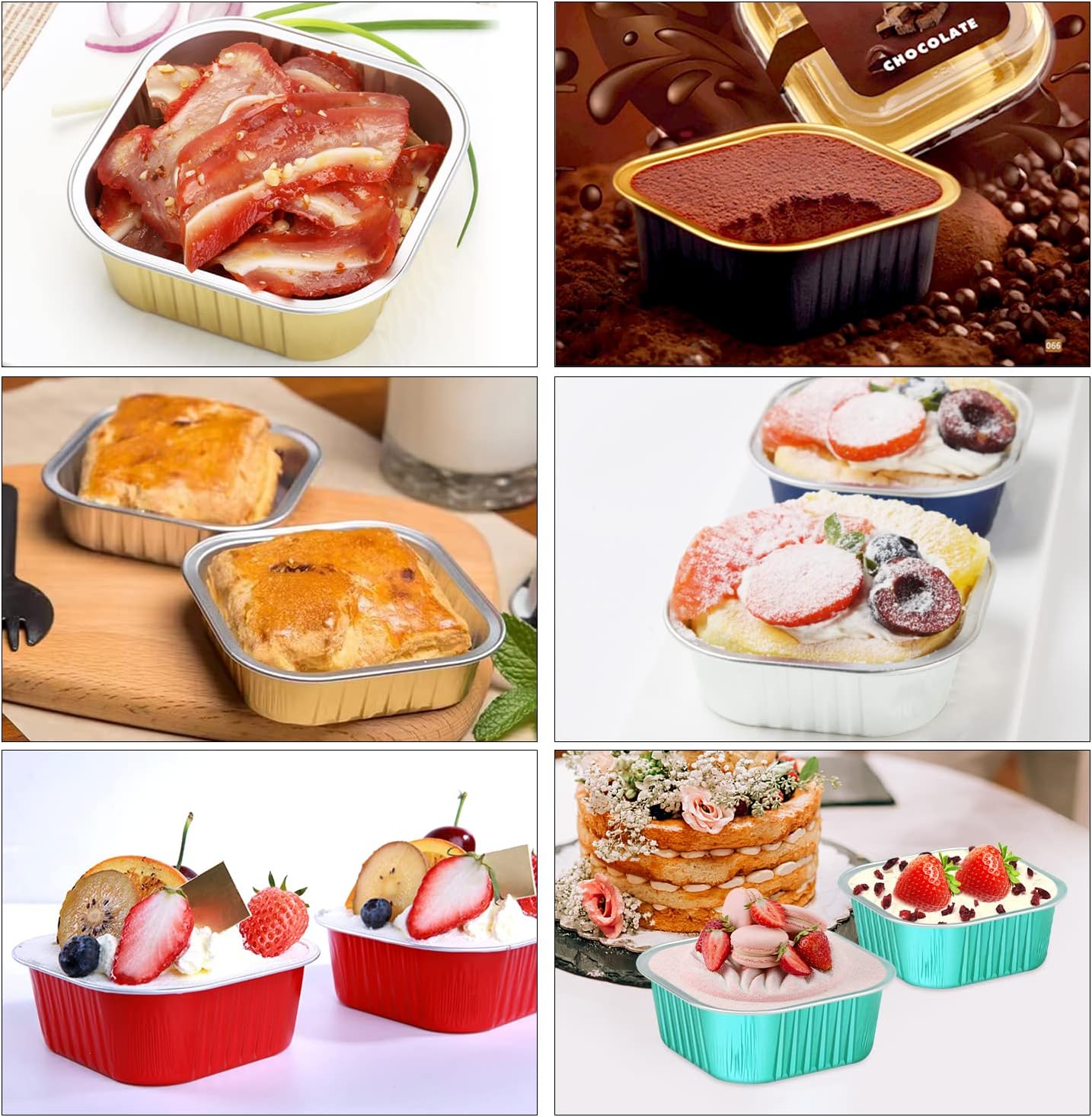 LNYZQUS 120pack/10oz Mini Cake Pans with Lids, Small Foil Baking Tins Brownie Baking Cups,4”x4” Disposable Ramekins Jumbo Cupcake Muffin Pan Mini Aluminum Containers Holders-Black
