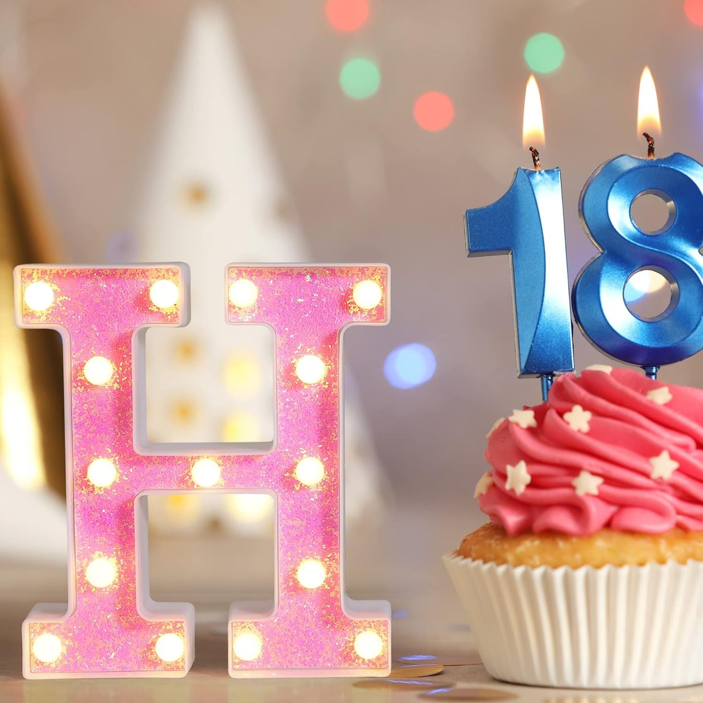 Foaky Pink Light up Letters,Pink Party Decorations,Girls Room Decor,Glitter Light Up Letters,Alphabet Letter Sign for Night Light Birthday Party Girls Gifts, Home Bar Decoration(A)