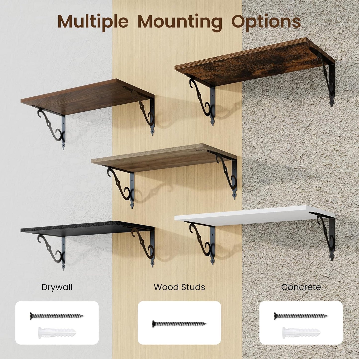 RICHFOCUS 12 Inch Deep Floating Shelves for Wall, 24" W x 12" D Black Wood Wall Shelves Set of 2, Wide Floating Shelves for Living Room, Bedroom, Kitchen, Bathroom and Decor Storage, Black