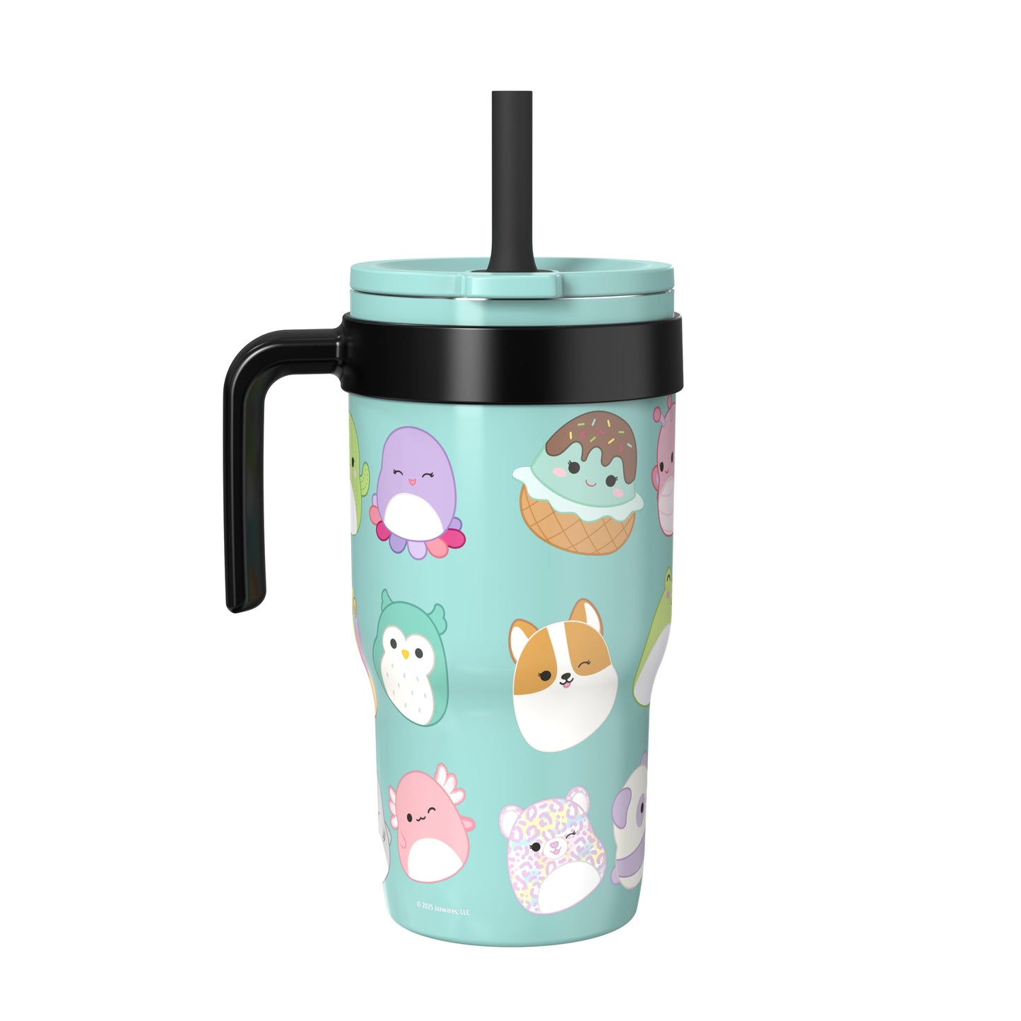 18Oz Squishmallows Kids Straw Handle Gray Tumbler, Stainless Steel Vacuum Insulated Cruiser Tumbler with Silicone Straw Utilizing Leak-Proof Valve, Travel Straw Tumbler with Handle