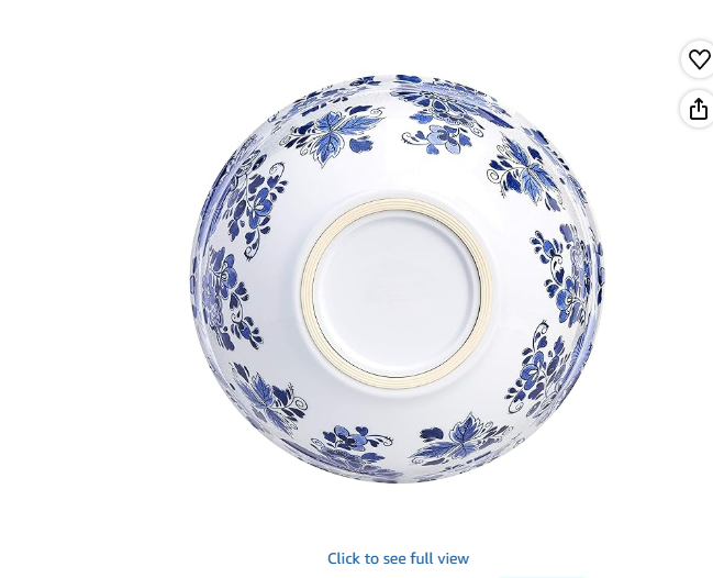 Amazon Basics Mixing Bowls with Lids, Nesting Melamine Serving Bowls, Non-Slip Base, BPA Free, Dishwasher Safe, 5 Sizes, Blue and White Floral, Set of 10