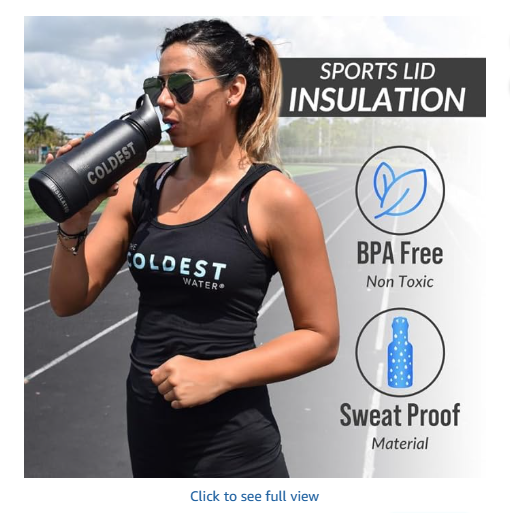 Coldest Insulated Water Bottle with Straw Lid - Stainless Steel Metal Insulated Bottle for Men & Women (Epic White, 40 oz)