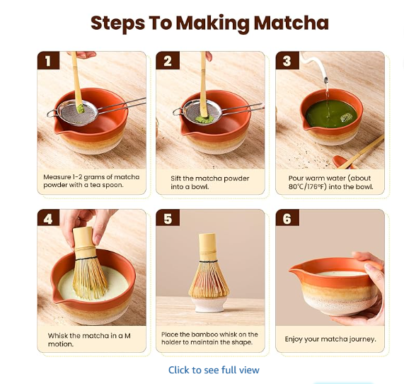 Matcha Whisk Set, Ceramic Matcha Kit Desert Style, Matcha Whisk and Bowl, Bamboo Scoop and Rest, Sifter and Tea Towel, 7 Pcs Gifts for Matcha Lover (Matte Soil)