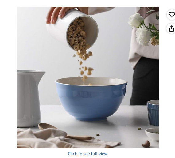 DOWAN Mixing Bowls, 4.25/2/0.5 Qt Ceramic Mixing Bowls for Kitchen, Large Salad Serving Bowls, Nesting Mixing Bowls Set, Microwave Safe, Blue
