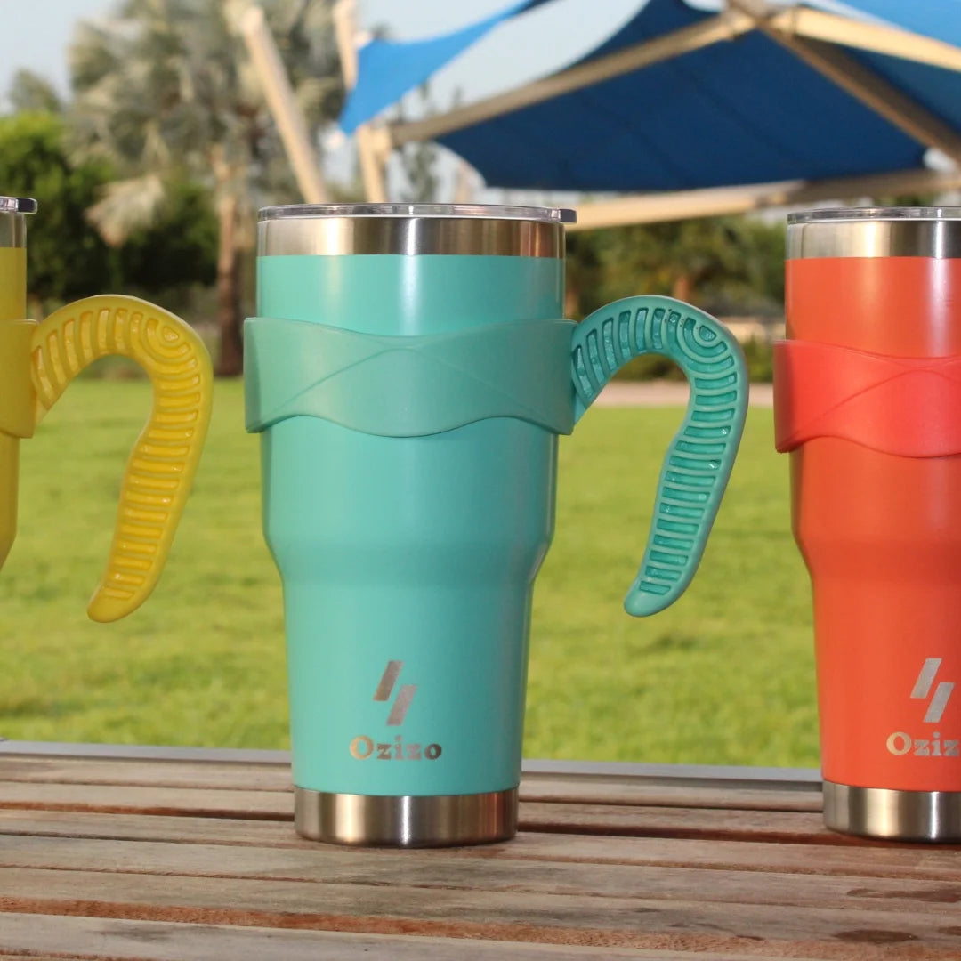 30Oz Cup with Handle - 30 Ounce Tumbler with Handle - Tumbler with Straw 30 Oz - Insulated Hot and Cold - Cyan Blue Insulated Tumbler - Toddler Insulated Cup - Insulated Straw Cup