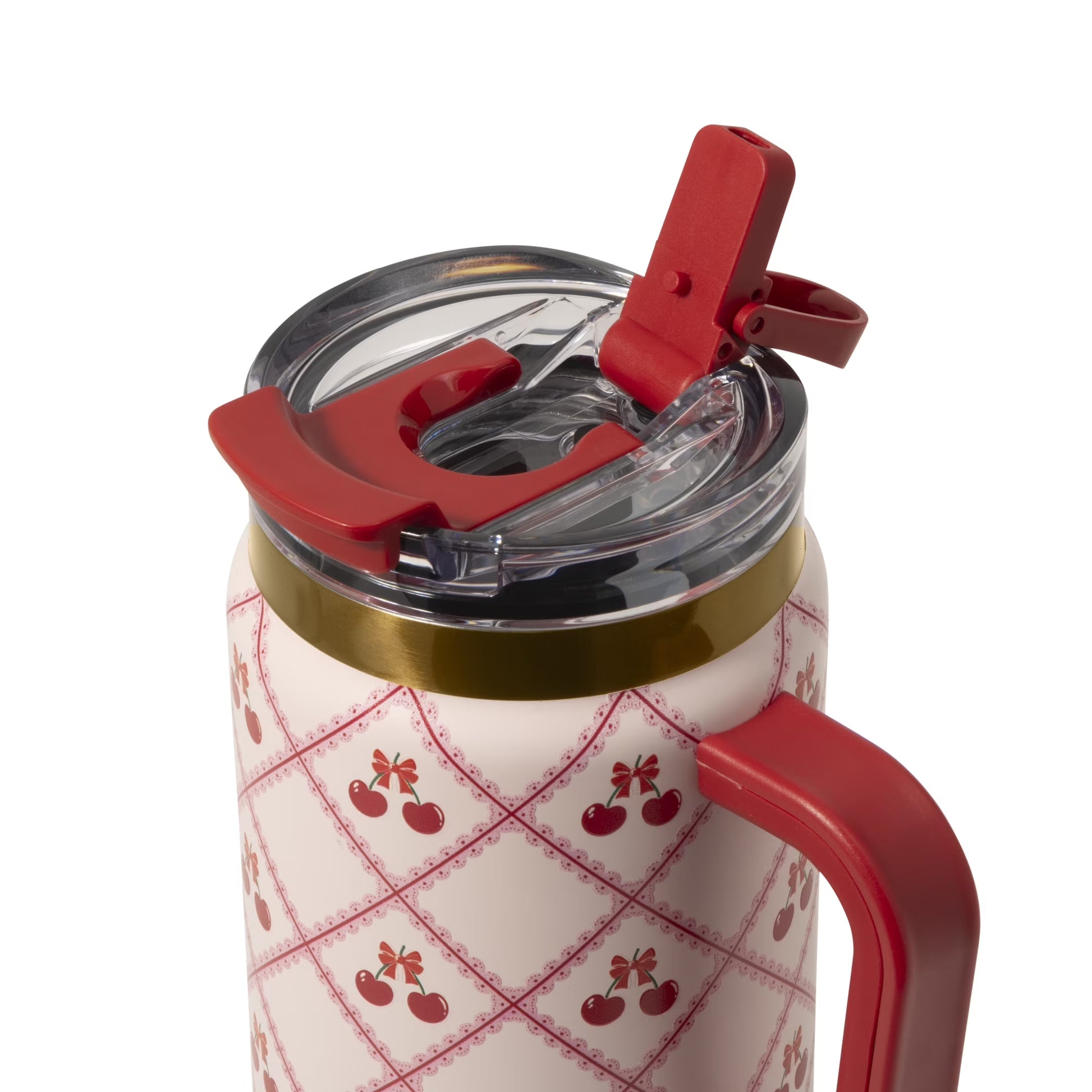 32Oz Stainless Steel Luna Tumbler with Handle and Dual Straw Lid, Lace