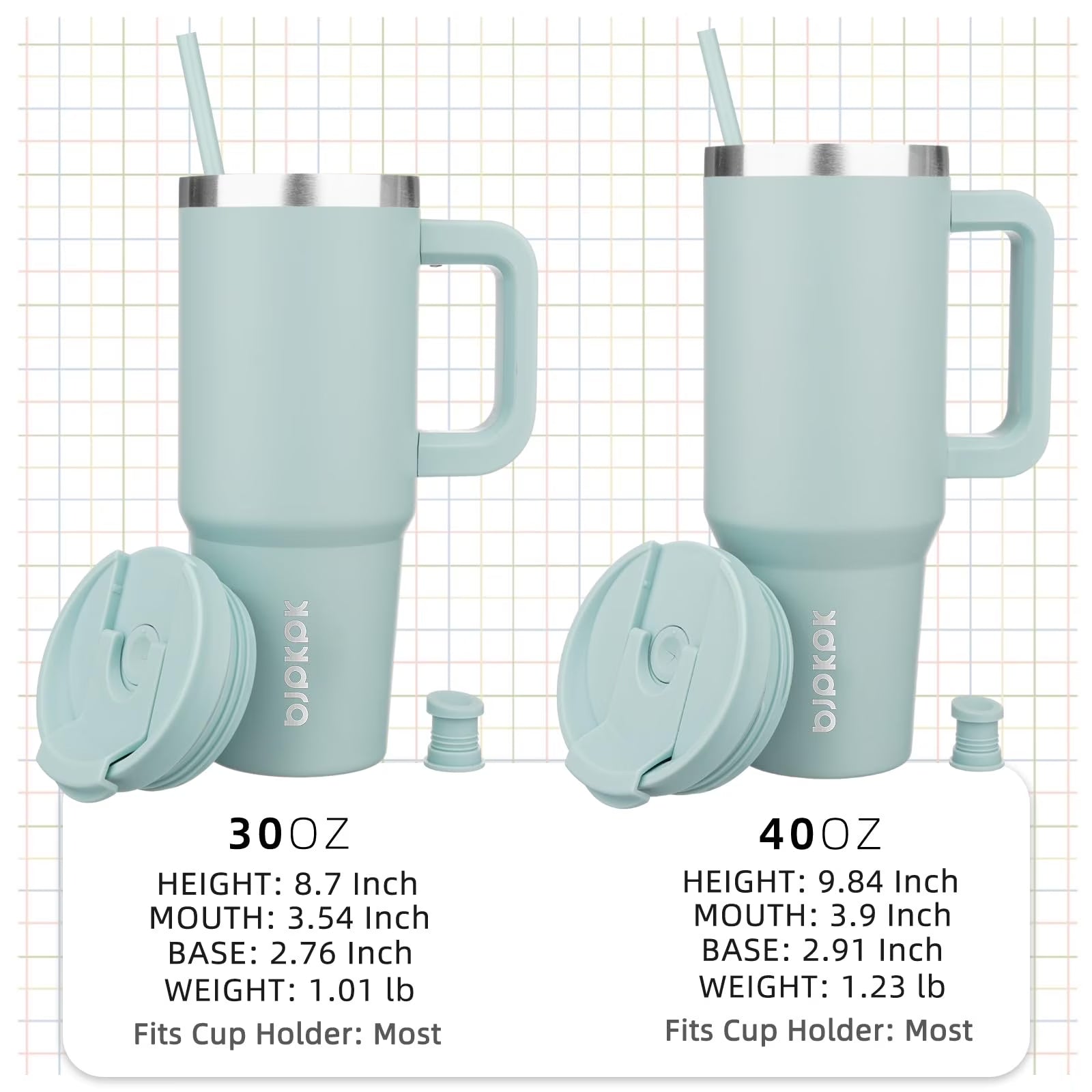 40 Oz Insulated Tumbler with Lid and Straw Stainless Steel Tumblers Cup with Handle for Women and Men,Blue Haze