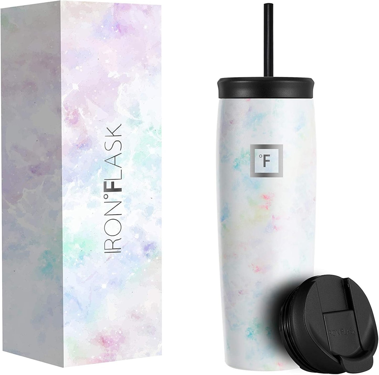 Nomad Tumbler - 2 Lids (Straw/Flip), Vacuum Insulated Stainless Steel Bottle, Double Walled, Drinking Cup, Coffee Travel Mug, Water - Pearl, 24 Oz