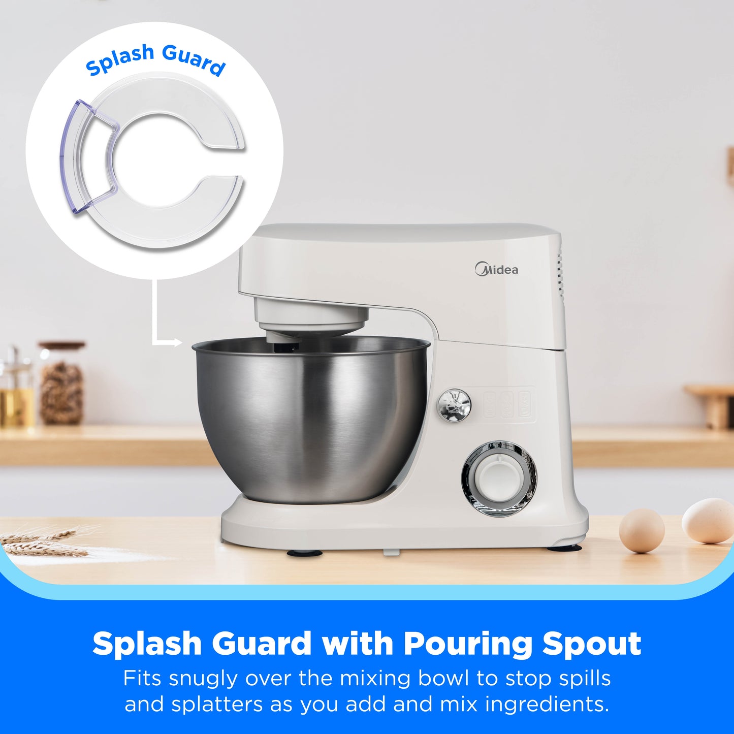 5-Quart Cream Stand Mixer, 300W Small Kitchen Mixer with Bowl, Double Hook, Handles & Pulse Function