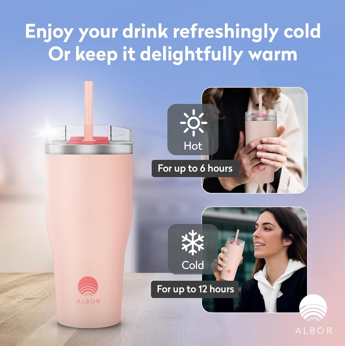 20 Oz Insulated Coffee Tumbler with Lid and Straw, Insulated Water Bottle, Stainless Steel Tumbler, Leak Proof Water Bottle, Travel Coffee Mug (Mint, 20 Oz)