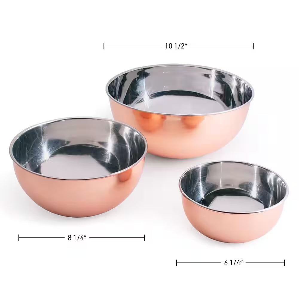 3 Piece Copper Mixing Bowl Set