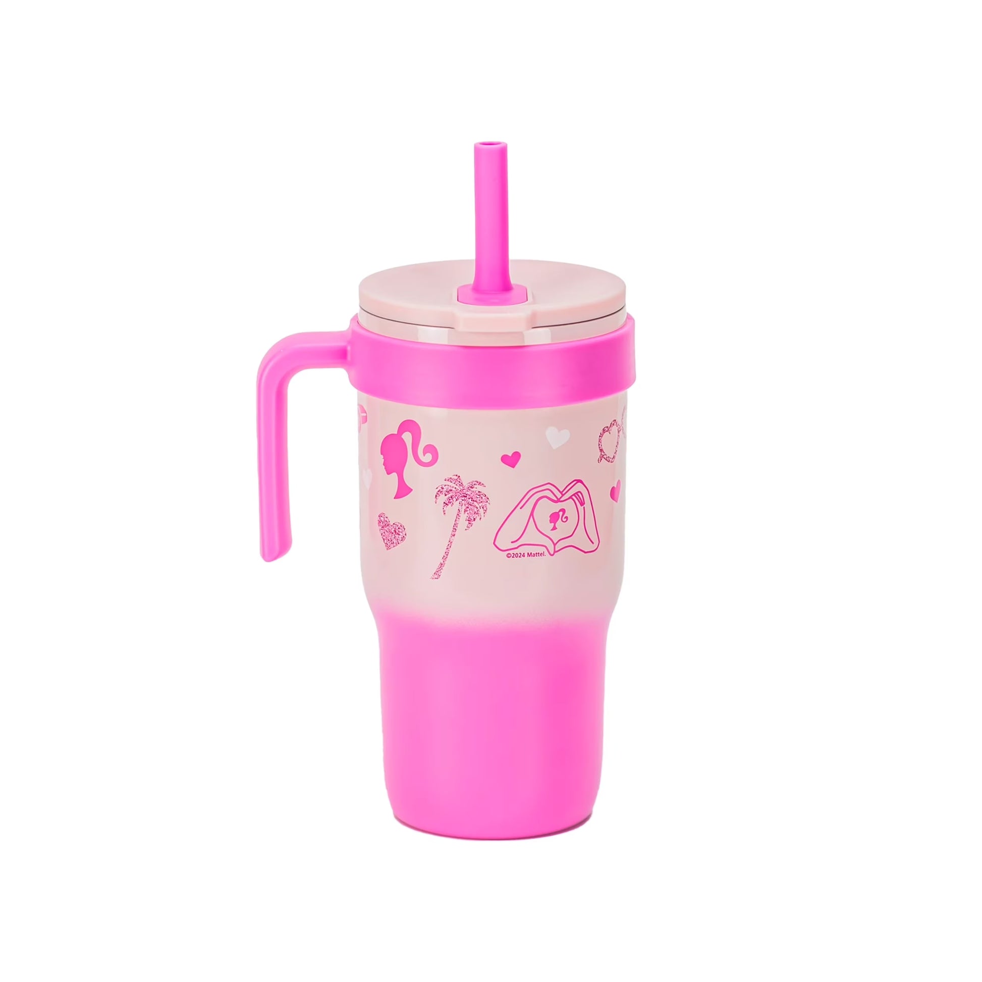 18Oz Barbie Kids Straw Handle Tumbler, Stainless Steel Vacuum Insulated Cruiser Tumbler with Silicone Straw Utilizing Leak-Proof Valve, Travel Straw Tumbler with Handle