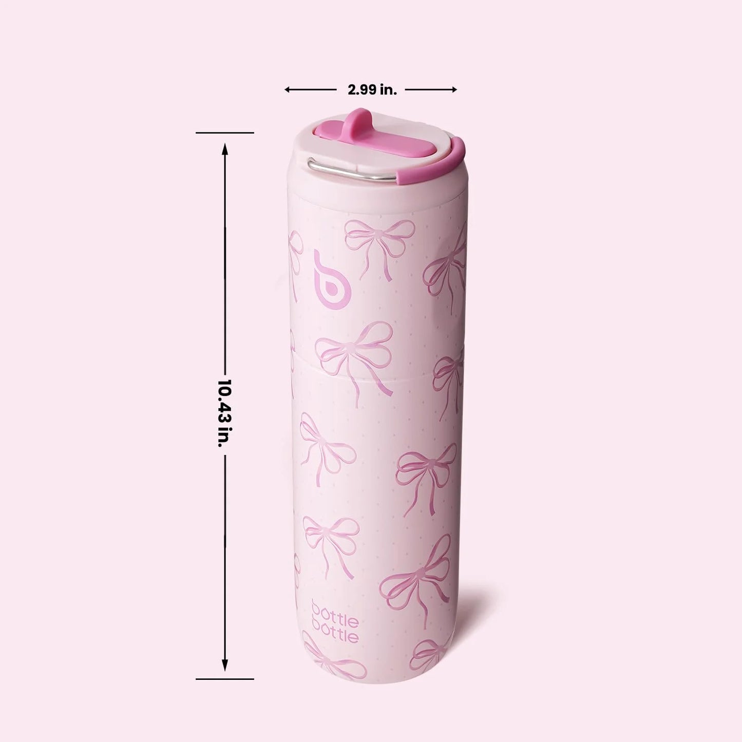 Insulated Water Bottle 24Oz with Straw Lid and Handle for Sports Travel Gym Stainless Steel Water Bottles Double-Wall Vacuum Metal Leak Proof Bpa-Free (Pink Bow)