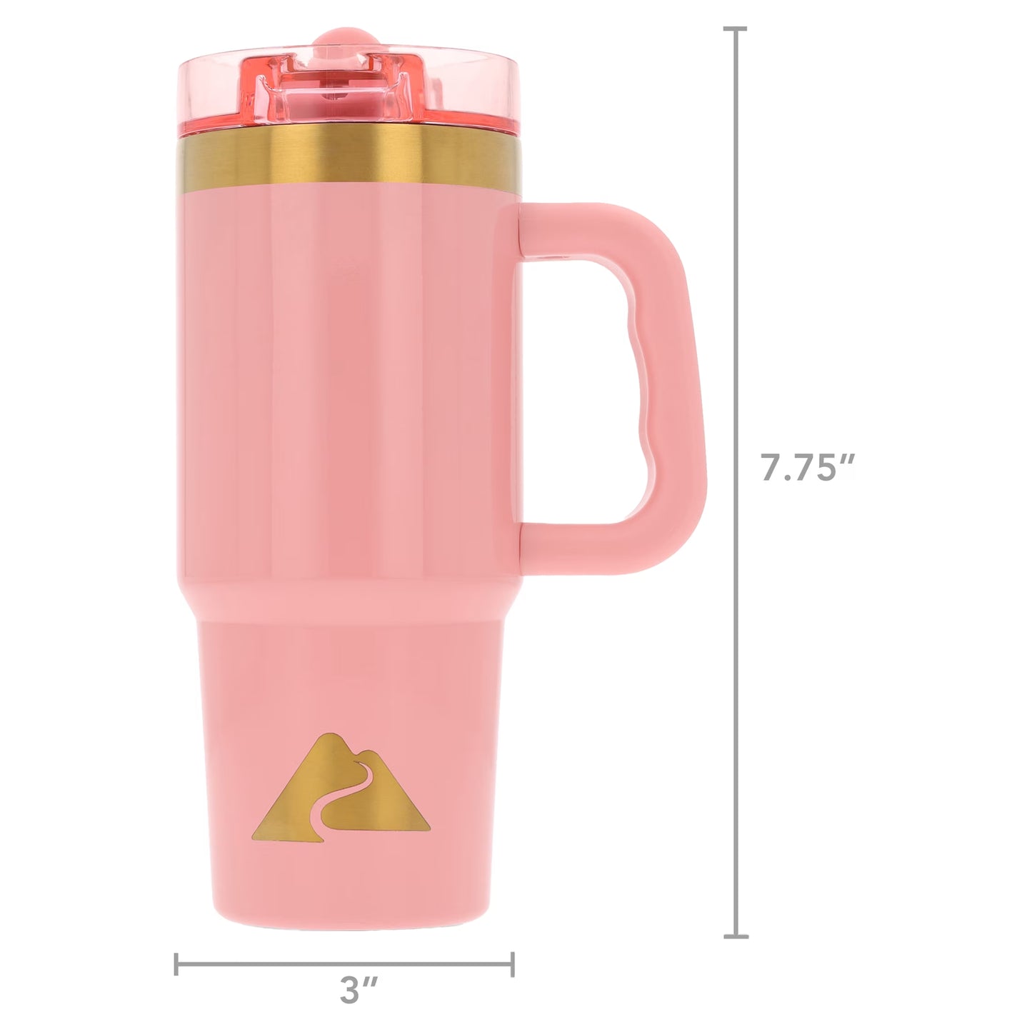 18 Oz Stainless Steel Insulated Tumbler with Handle and Flip-Straw Lid, Rose Shimmer