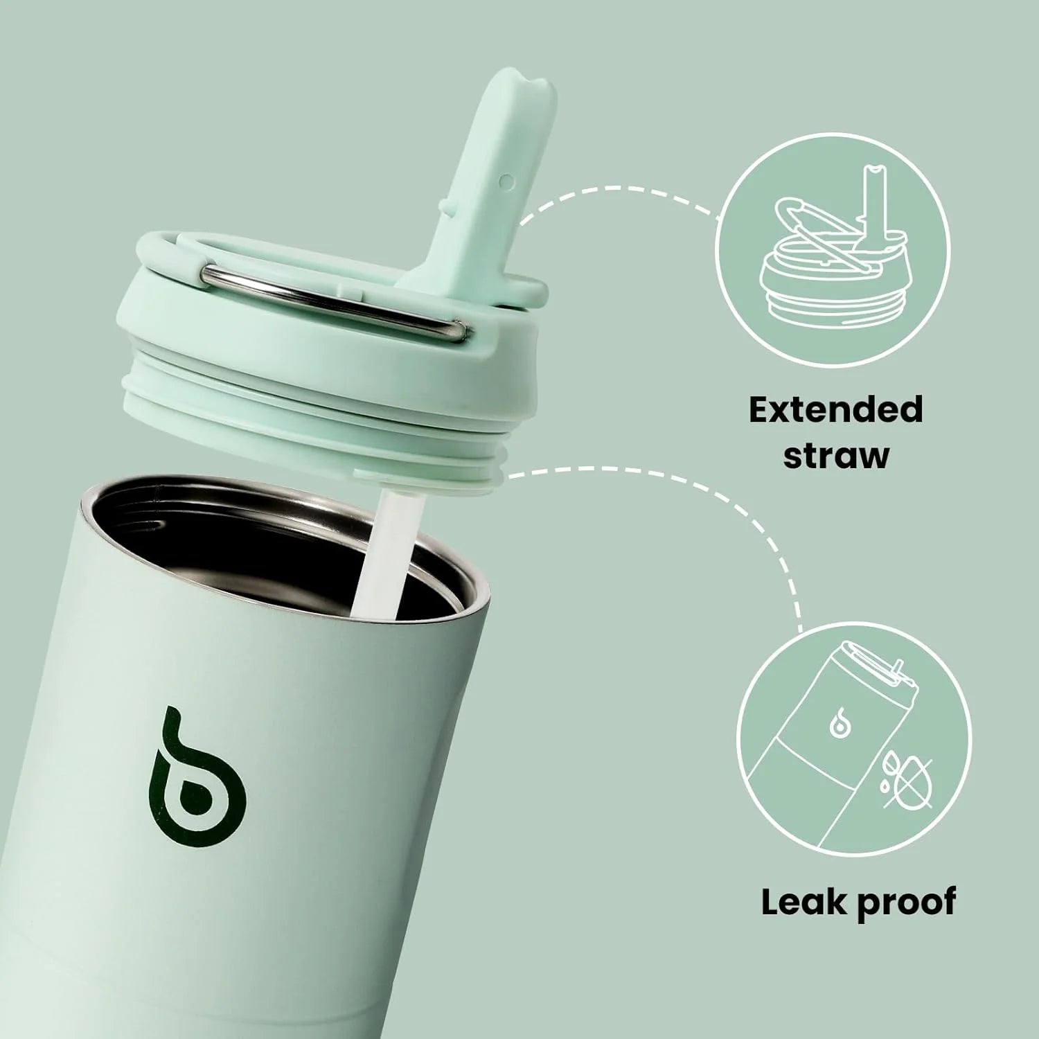 Insulated Water Bottle 24Oz with Straw Lid and Handle for Sports Travel Gym Stainless Steel Water Bottles Double-Wall Vacuum Metal Leak Proof Bpa-Free Light Green