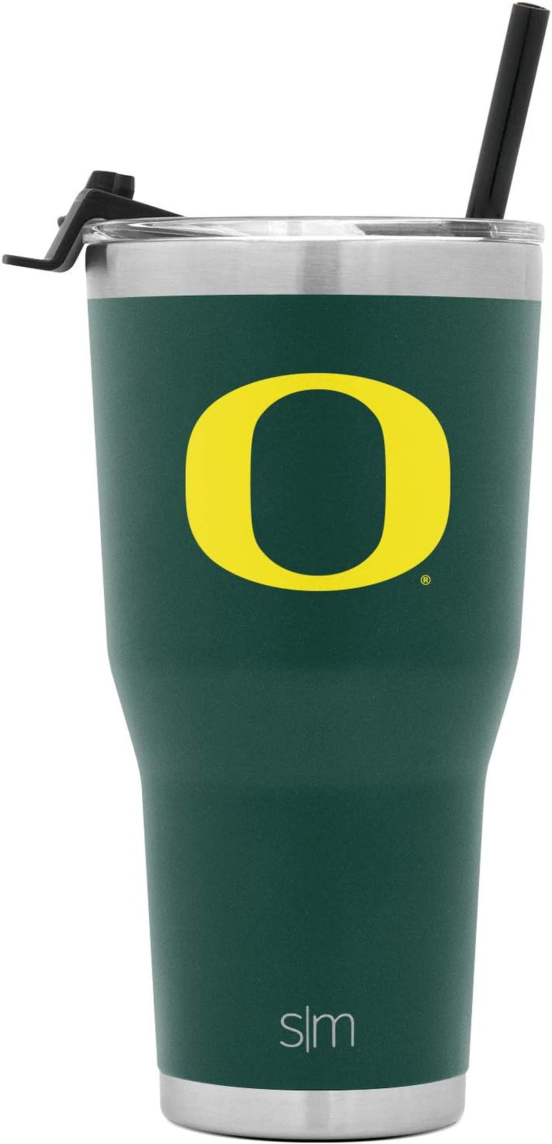 Officially Licensed Collegiate Oregon Ducks Tumbler with Straw and Flip Lid | Insulated Stainless Steel 30Oz Thermos | Cruiser Collection | University of Oregon