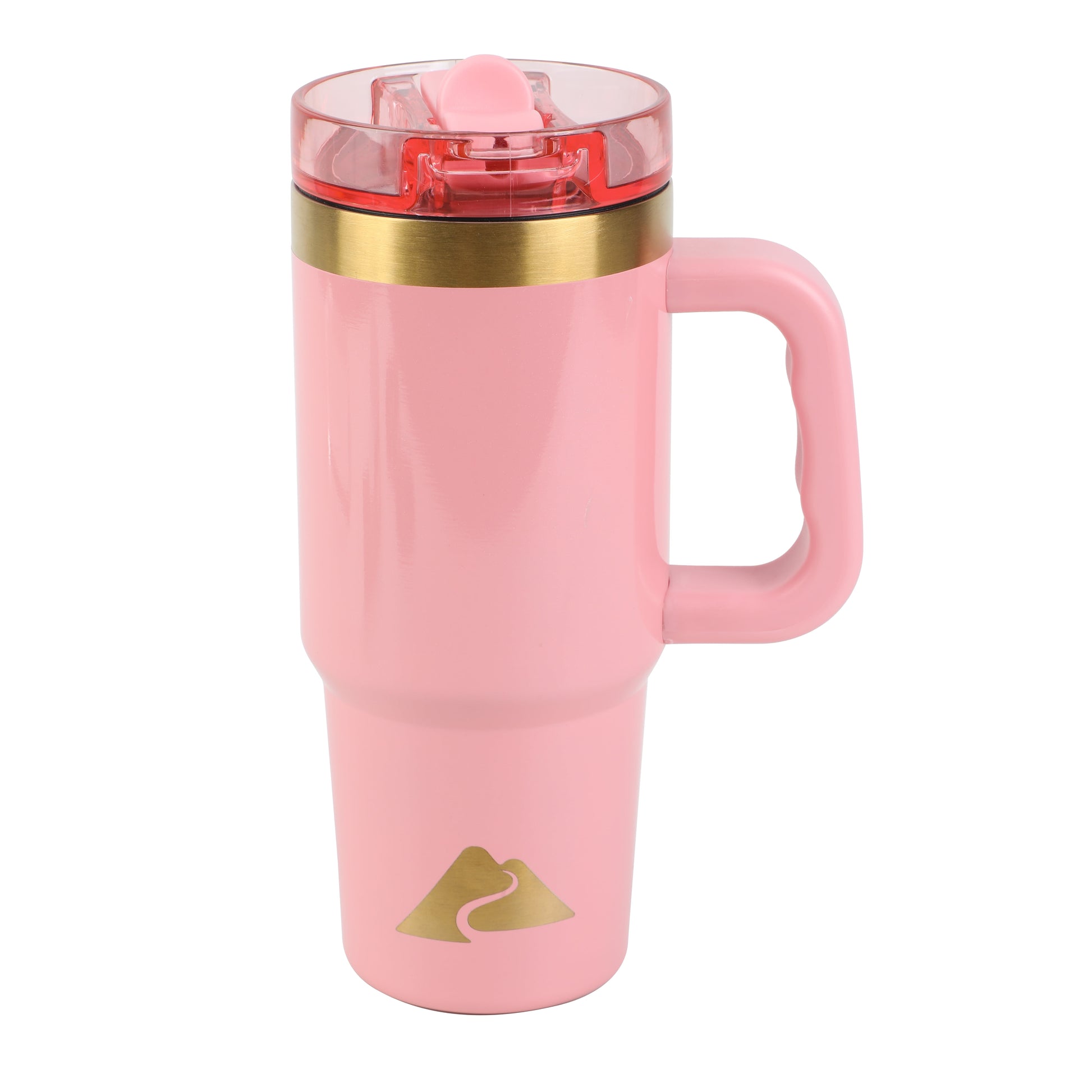 18 Oz Stainless Steel Insulated Tumbler with Handle and Flip-Straw Lid, Rose Shimmer