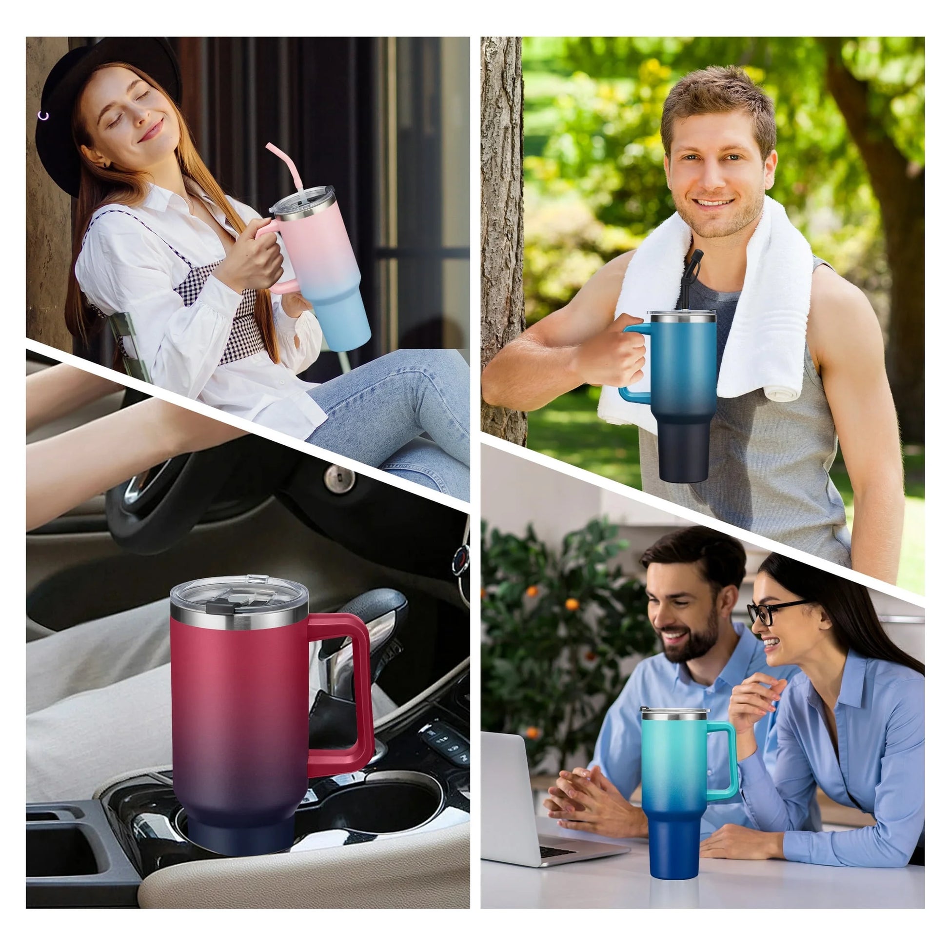 40 Oz Tumbler with Handle and Straw,Stainless Steel Insulated Cup,100% Leak-Proof Travel Coffee Mug for Hot and Cold Beverage,Water Bottle for Office Gym Car Metal Cup
