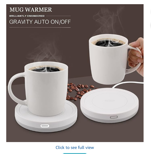 BESTINNKITS Smart Coffee Warmer Set, Auto On/Off Gravity-Induction Mug Warmer with Ceramic Mug 14oz (White)
