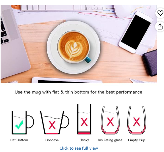 BESTINNKITS Smart Coffee Warmer Set, Auto On/Off Gravity-Induction Mug Warmer with Ceramic Mug 14oz (White)