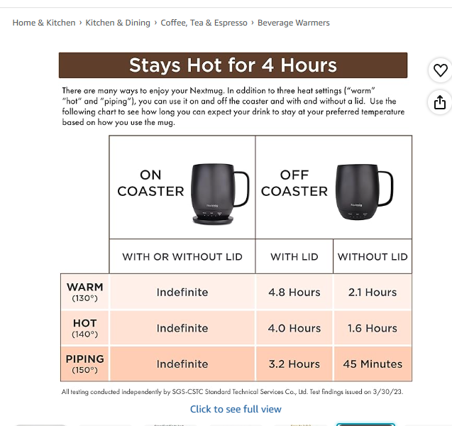 Nextmug Temperature-Controlled Self-Heating Coffee Mug, 14oz - Smart Mug with On-Board Control Button (Sunflower)