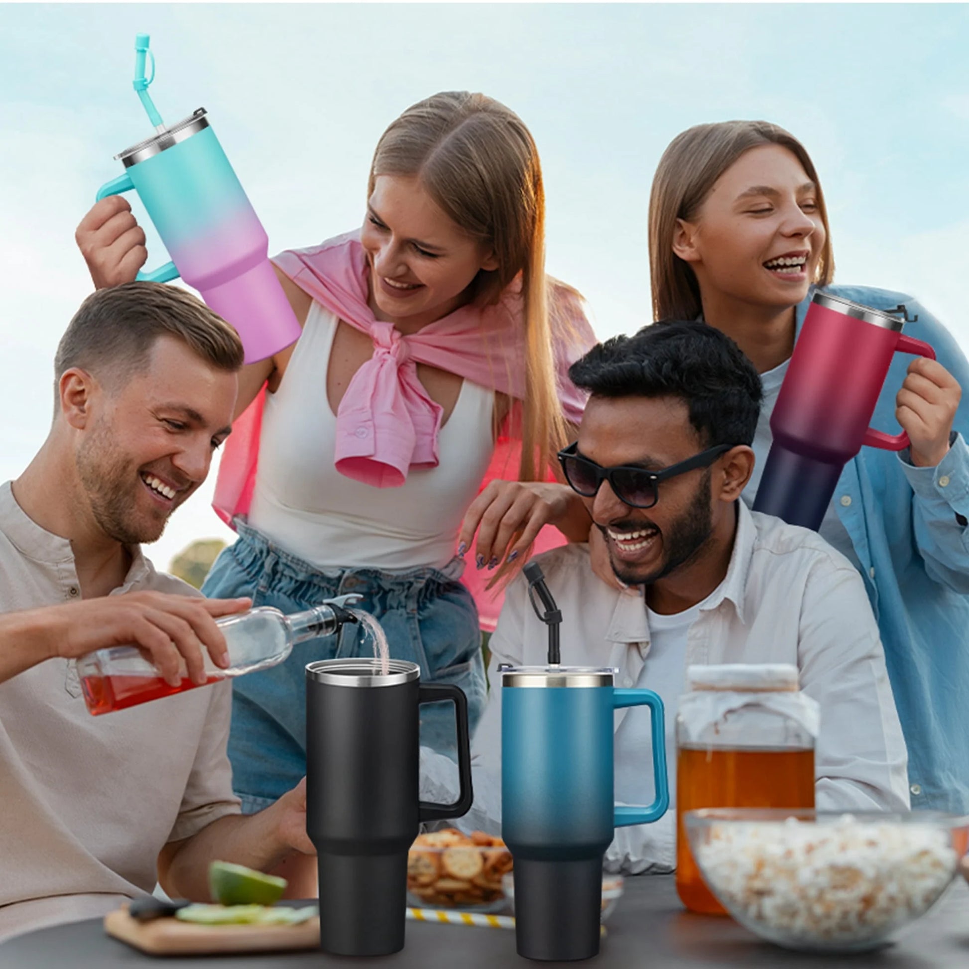 40 Oz Tumbler with Handle and Straw,Stainless Steel Insulated Cup,100% Leak-Proof Travel Coffee Mug for Hot and Cold Beverage,Water Bottle for Office Gym Car Metal Cup