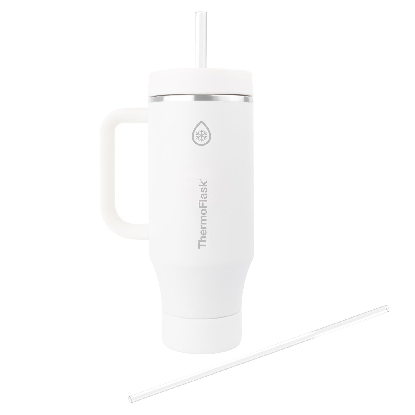 Thermoflask 40 Oz Insulated Stainless Steel Tumbler with Handle and Straw Lid, 2-Pack