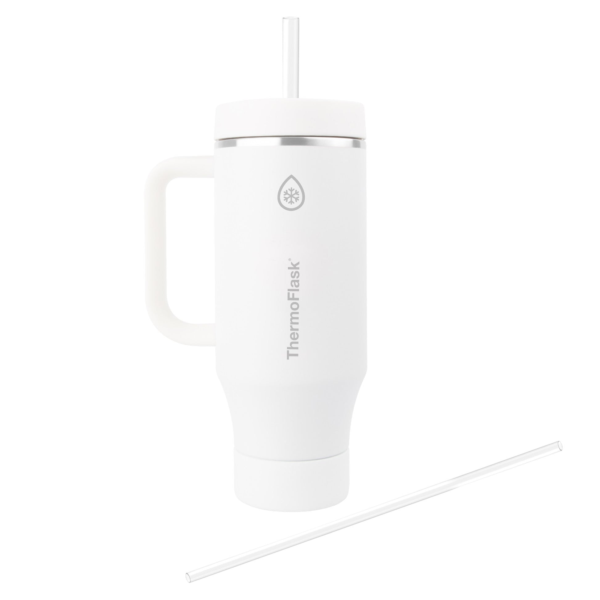 Thermoflask 40 Oz Insulated Stainless Steel Tumbler with Handle and Straw Lid, 2-Pack