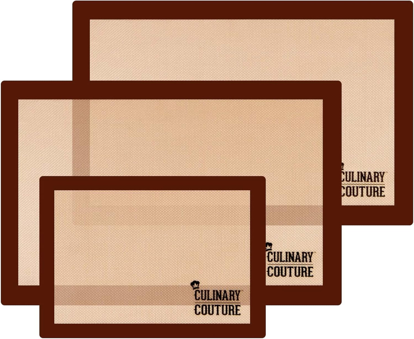 Non-Stick Silicone Baking Mats Set of 3-2 Half Sheets and 1 Quarter Sheet - Reusable Baking Sheet and Macaron Mat - Silicone Baking Mat for Cookie Sheet