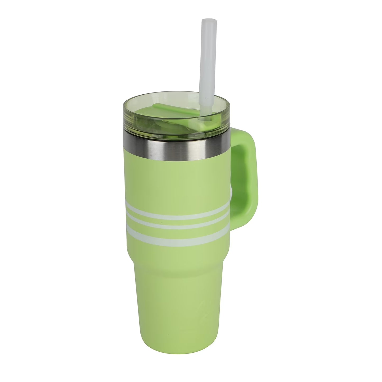 18 Oz Stainless Steel Insulated Tumbler with Handle, Sonic Lime Stripes
