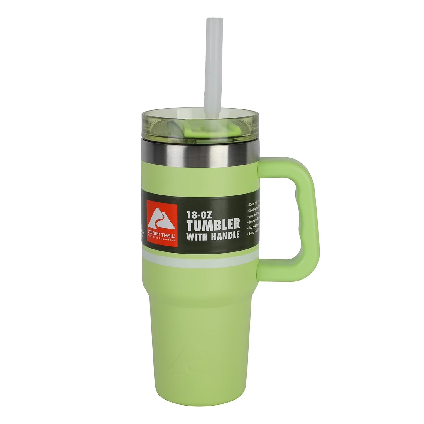 18 Oz Stainless Steel Insulated Tumbler with Handle, Sonic Lime Stripes
