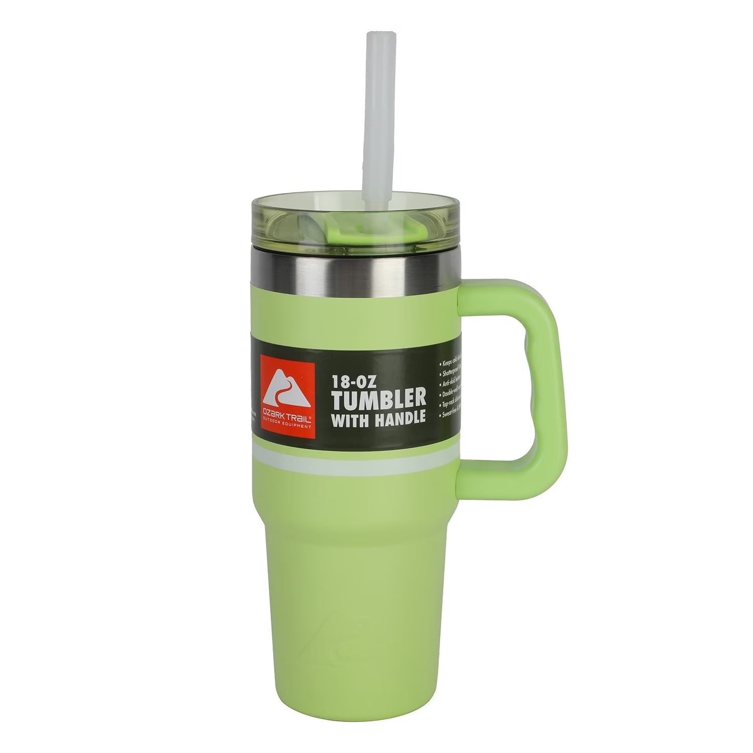 18 Oz Stainless Steel Insulated Tumbler with Handle, Sonic Lime Stripes