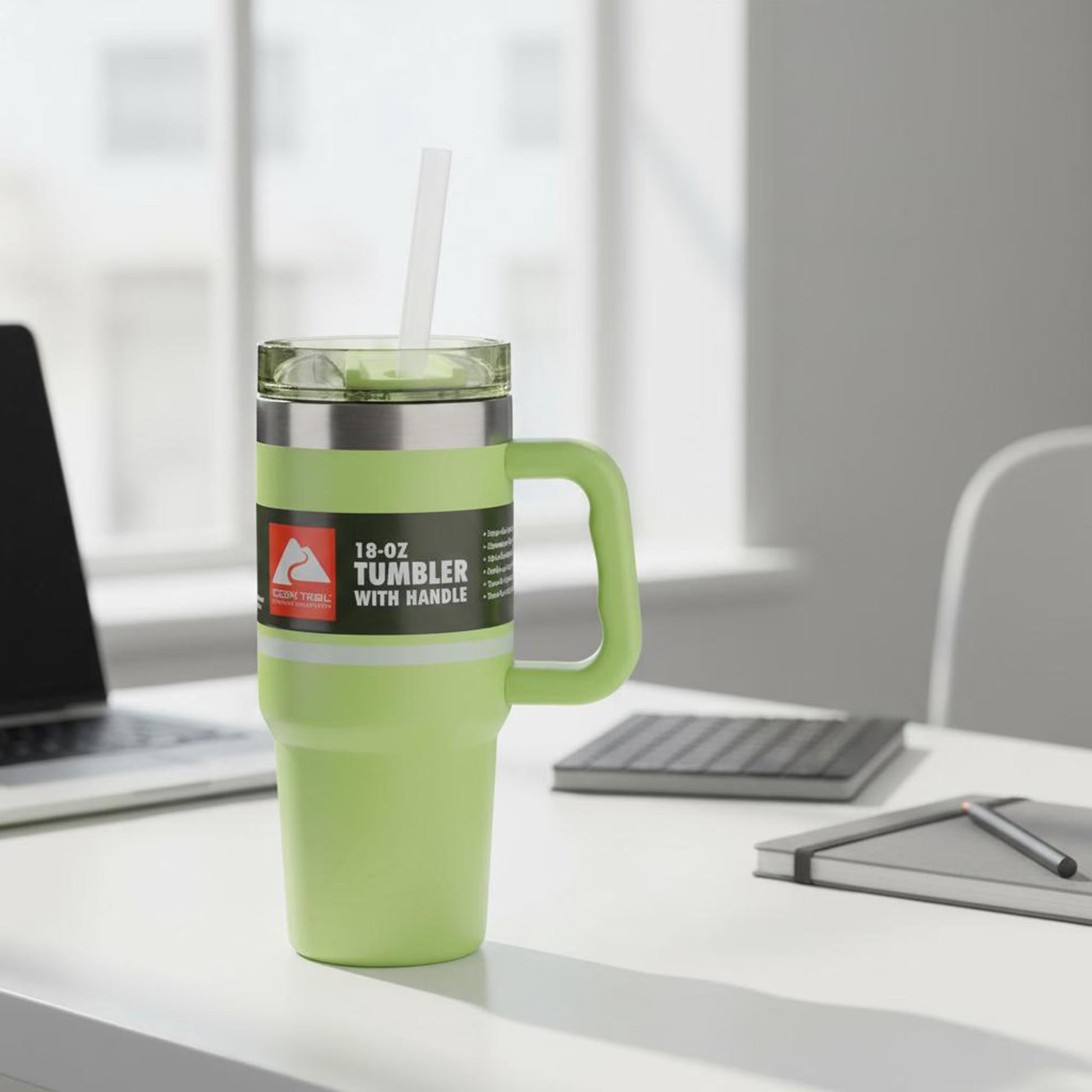 18 Oz Stainless Steel Insulated Tumbler with Handle, Sonic Lime Stripes