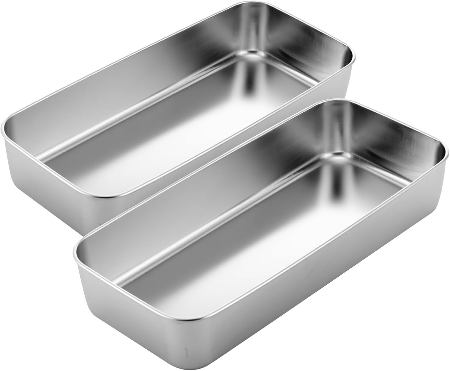 Set of 2 Large Stainless Steel Bread Loaf Pan 13" X 5" Rectangle Nonstick Bak...
