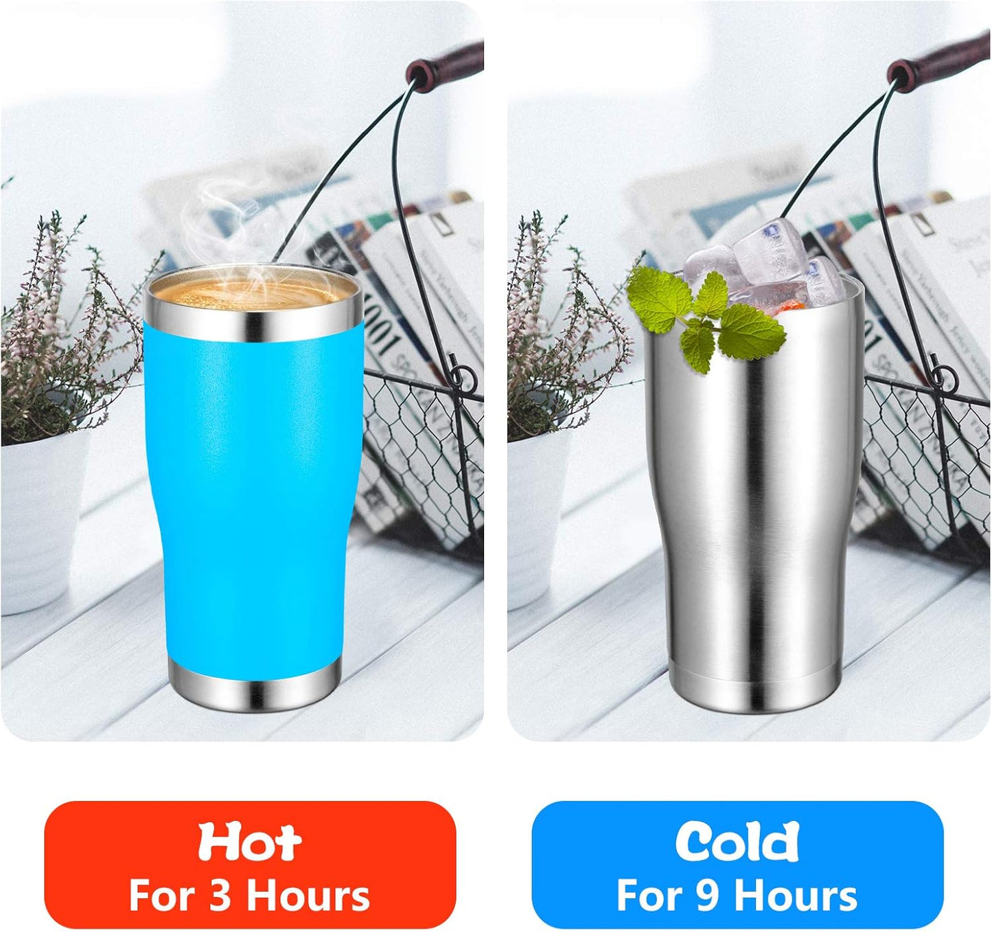 20Oz Tumbler Stainless Steel Tumbler Cup with Lid and Straw Vacuum Insulated Double Wall Travel Coffee Mug(Stainless 6 Pack)