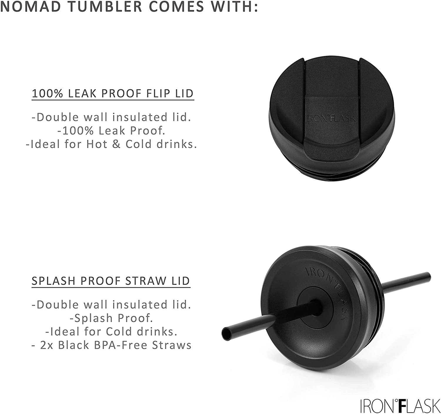 Nomad Tumbler - 2 Lids (Straw/Flip), Vacuum Insulated Stainless Steel Bottle, Double Walled, Drinking Cup, Coffee Travel Mug, Water - Pearl, 24 Oz