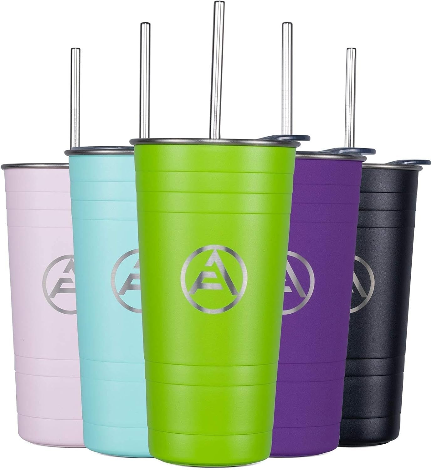 Stainless Steel Coffee Tumbler with Straw, Insulated Tumblers Coffee Travel Mug, 16 Oz Double Wall Thermal Cup for Hot Cold Drinks - Avocado Green