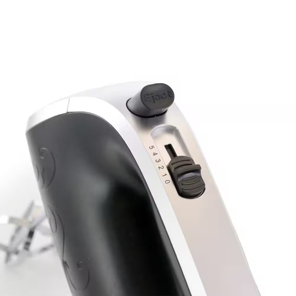 5-Speed 150-Watt Black Hand Mixer with Silver Accents