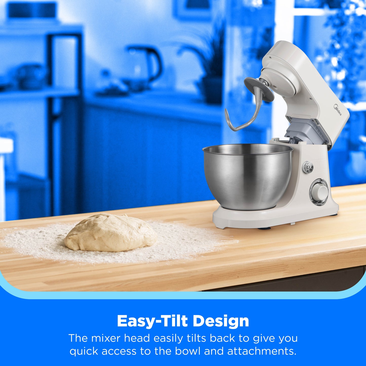 5-Quart Cream Stand Mixer, 300W Small Kitchen Mixer with Bowl, Double Hook, Handles & Pulse Function
