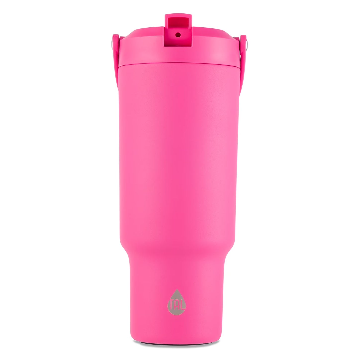 40Oz Stainless Steel Hudson Tumbler with Flip-Up Straw, Bright Pink