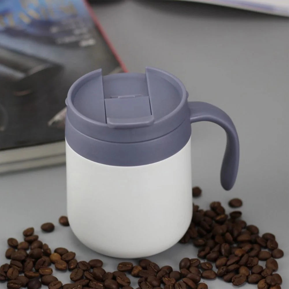 12 OZ Coffee Travel Mug Cup Stainless Steel Insulated Tumbler Handle Splash Proof Lid Straw Opening Double Wall Vacuum for Hot Cold Drinks, Ice, Tea, Camping