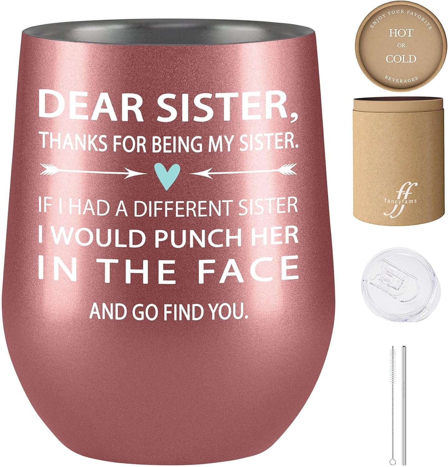 Christian Gifts for Women Tumbler, 40 Oz Tumbler Travel Mug - Stainless Steel, Birthday Gifts for Women, Religious Gifts for Women, Inspirational Gifts for Women (Find You Sister- Rose Gold)