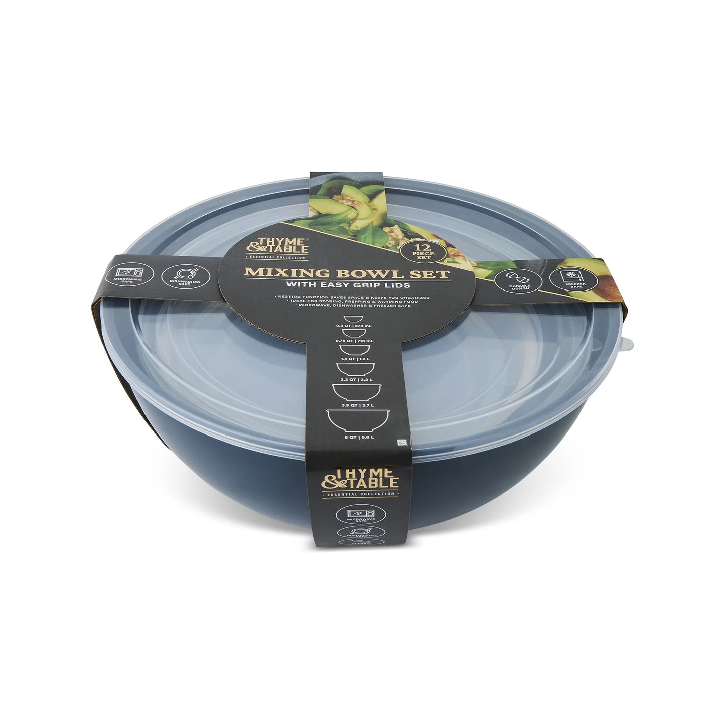12-Piece Nesting Mixing Bowl Set, Blue