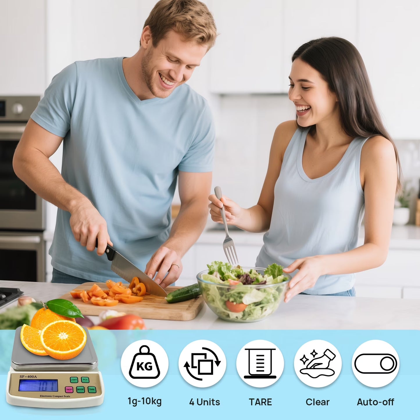Food Scale with Stainless Steel Platform, 22Lb High Capacity Cooking Scale, Digital Kitchen Scales with Grams and Ounces, LCD Display, 4 Units with Tare Function