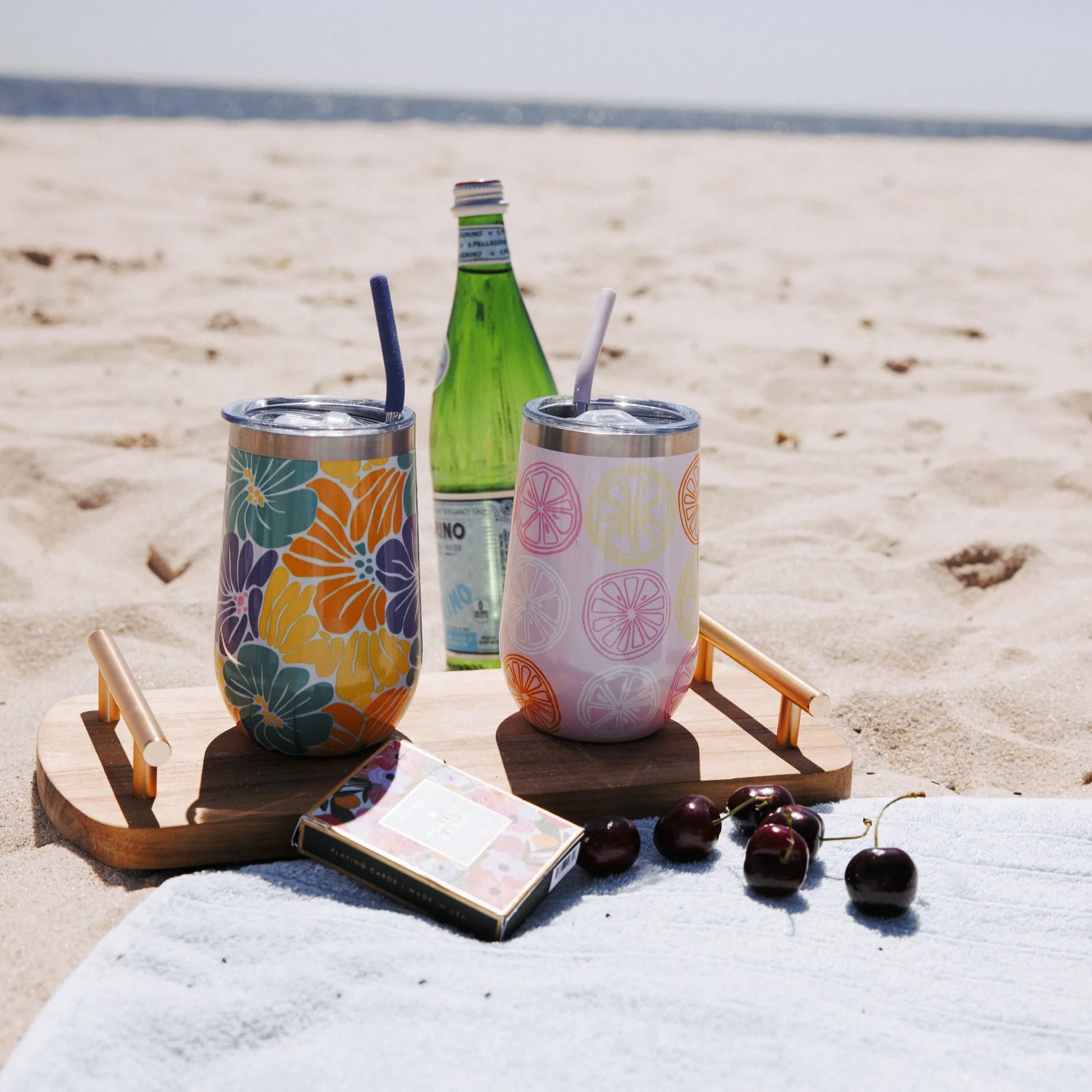 16Oz Stainless Steel Wine Tumbler with Straw, Black Shimmer