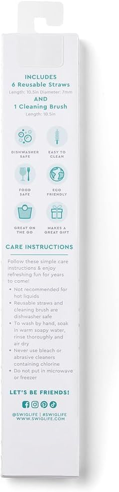 Swig Life Reusable Straws Bride to Be + Silver Glitter Tall Straw Set & Cleaning Brush, Each Straw is 10.25 inch Long (Fits Swig Life 20oz Tumblers, 22oz, and 32oz Tumblers)