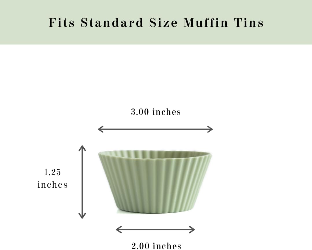The Silicone Kitchen Reusable Silicone Baking Cup Silicone Muffin Liners for Cupcakes, BPA Free, Regular, 24 Pack, White Blue Green