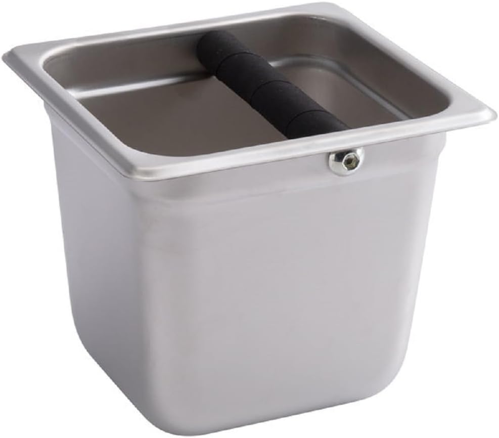 TrueCraftware- 6” Deep Commercial Grade Stainless Steel Coffee Knock Box with Rubber Knock Bar 0.6mm Thickness- Durable Barista Espresso Knock Box Perfect for Restaurant Cafes Home