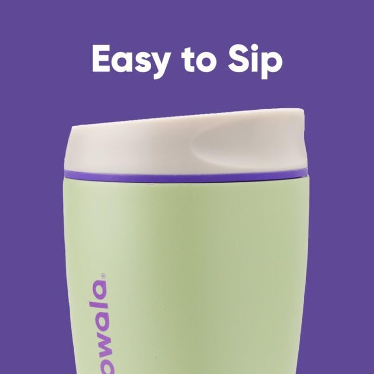 Owala SmoothSip Insulated Stainless Steel Coffee Tumbler, Reusable Iced Coffee Cup, Hot Coffee Travel Mug, Perfect for Cappuccino, BPA Free, 10 oz, Green (Hip Cactus)