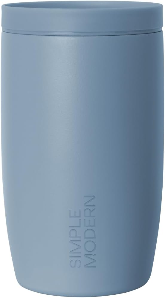 Simple Modern Travel Coffee Mug Tumbler with 360° Lid | Ceramic-Lined Insulated Stainless Steel Cold Brew Iced Coffee Cup Thermos | Gifts for Women Men Her Him | Voyager Signature | 12oz | Blue Dune